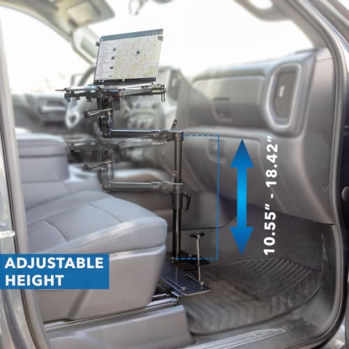 Mount-It! Car Laptop Mount, No-Drill Passenger Seat Stand for 17" Laptops | With Cooling Tray, Adjustable Full Motion Vehicle Laptop Mount, Tablets Compatible