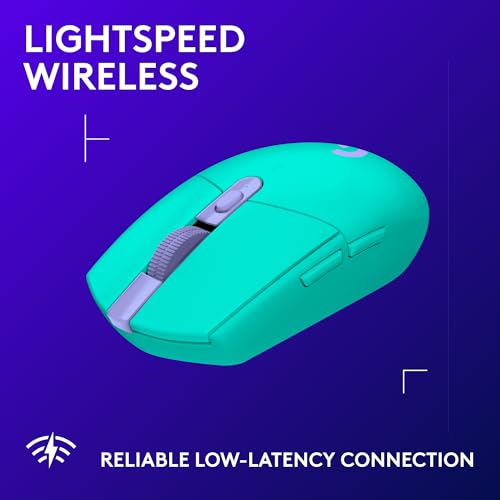 Logitech G305 Lightspeed Wireless Gaming Mouse, Hero Sensor, 12,000 DPI, Lightweight, 6 Programmable Buttons, 250h Battery, On-Board Memory, Compatible with PC, Mac - Mint - color: Mint, style: Classic