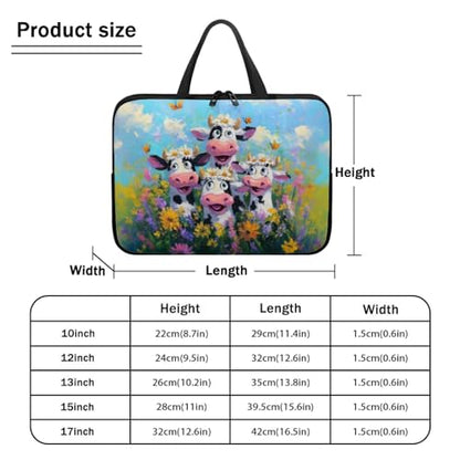 Laptop Case with Handle Laptop Sleeve Traveling Computer Bag Compatible with 10-17 inch Notebook Daisy Flower Cow Oil Painting Print Carrying Bag Briefcase, 10inch - color: Daisy Flower Cow Oil Painting, size: 10inch