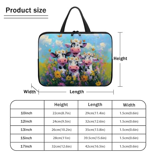 Laptop Case with Handle Laptop Sleeve Traveling Computer Bag Compatible with 10-17 inch Notebook Daisy Flower Cow Oil Painting Print Carrying Bag Briefcase, 17inch - color: Daisy Flower Cow Oil Painting, size: 17inch