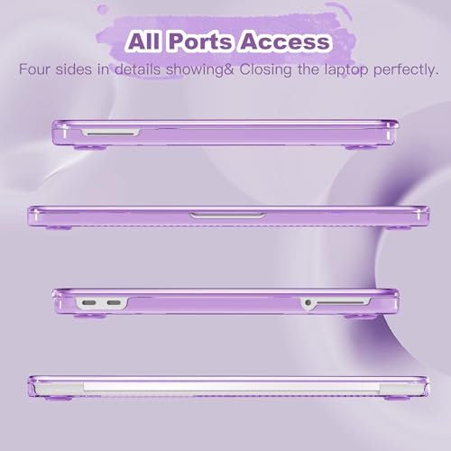 Compatible with MacBook Neo 13 inch Case 2026 A18 Pro Chip, Plastic Hard Shell Case & Keyboard Cover & Screen Protector & USB Adapter, Crystal Purple - color: Crystal Purple