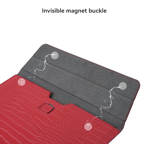 MOSISO Laptop Case 13 inch, 13 inch Laptop Sleeve Compatible with MacBook Neo 13 A18 Pro A3404 Air M4 M3 M2 M1 2026-2018 / Pro M2 M1 2026-2016, Crocodile Grain PU Leather Flap Case Bag, Red - color: Red, size: 13 inch