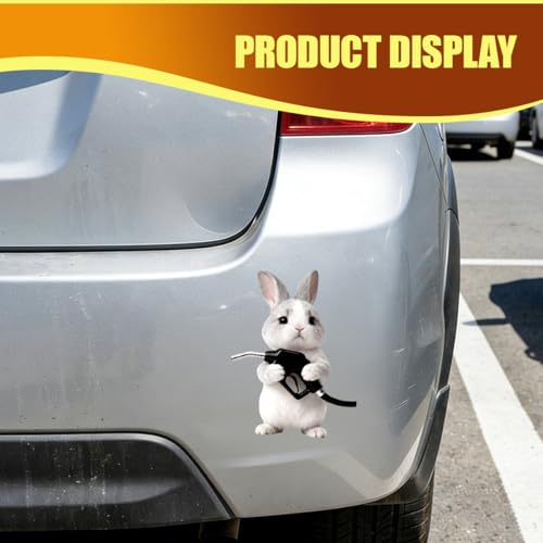 Animal Car Fuel Tank Sticker Decal, Funny Vinyl Automotive Fuel Lid Sticker, Self-Adhesive Water-Resistant Vehicle Exterior Body Decal Decoration for Cars, Trucks, SUVs, Laptops(Rabbit) - size: Rabbit