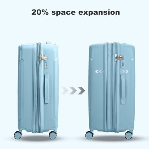 Nazhura Luggage Set, 3-Piece Hardside Suitcase Set, 20-inch Carry On, 24-inch, 28-inch Luggage - color: Blue