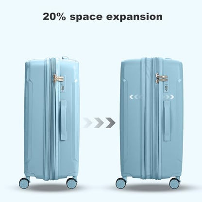 Nazhura Luggage Set, 3-Piece Hardside Suitcase Set, 20-inch Carry On, 24-inch, 28-inch Luggage - color: Blue