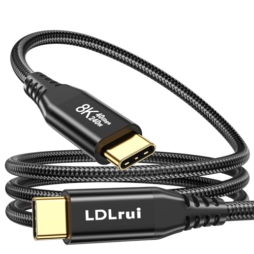 USB 4 Cable(2 Pack,6FT) 8K@60Hz/4K@120Hz USB C Monitor Cable, 40Gbps Braided USB-C Data Transfer Cord, 240W PD Fast Charging for Samsung, MacBook Pro, SanDisk, Lenovo, HP, iPhone 16, Dell - size: 6FT+6FT