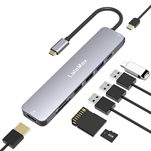 USB C HUB(8-in-1), USB C to HDMI4K60 SD/TF USB A PD, Compatible with USB C Port, USB C and 3 USB A Data Ports,SD/TF Card Reader for MacBook Pro Inch, MacBook Air and More