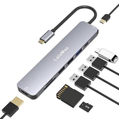 USB C HUB(8-in-1), USB C to HDMI4K60 SD/TF USB A PD, Compatible with USB C Port, USB C and 3 USB A Data Ports,SD/TF Card Reader for MacBook Pro Inch, MacBook Air and More