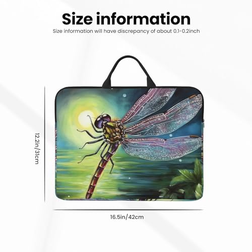 14 Inch Laptop Sleeve Case Waterproof Lightweight Laptop Case Bag Dragonfly Painting Travel Laptop BagsWith Handle Briefcase Messenger Bag For Women Men