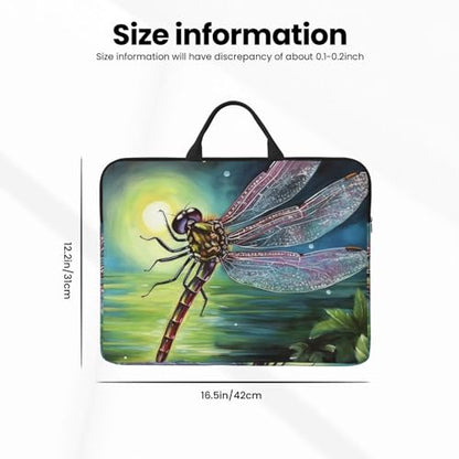 14 Inch Laptop Sleeve Case Waterproof Lightweight Laptop Case Bag Dragonfly Painting Travel Laptop BagsWith Handle Briefcase Messenger Bag For Women Men
