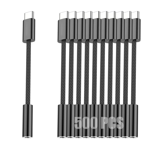 Fidioto 500 Pack Black USB Type C to 3.5mm Female Headphone Jack Adapter,USBC to Audio Jack Converter, USB C to Aux Audio Dongle Cable Cord Compatible with 16/16 Pro Max/16 Pro/16 Plus, iPad Pro,etc - color: Black, size: 500 Pack