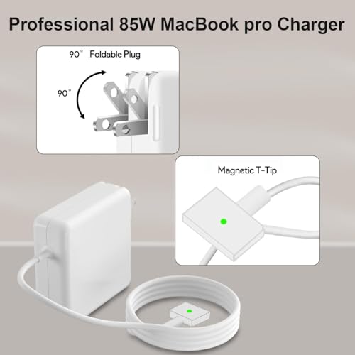 85W Mac Book Pro Charger,Charger Adapter with Fast Charging,Replacement AC 2T-Tip Connector Power Adapter,Laptop Charger Compatible with MacBook pro & Air 13 inch-15 inch Retina After Mid 2012