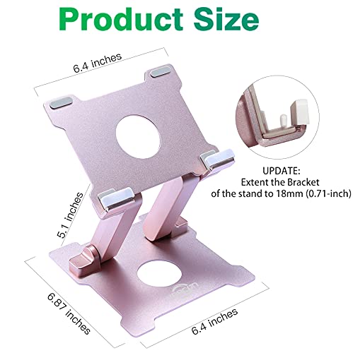 KABCON Tablet Stand,【Updated】 Adjustable Eye-Level Aluminum Solid Desktop Stand Holder,Compatible with iPad Series,Microsoft Surface Series,Samsung,Kindle Fire,Etc.Up to 15'' Tablets-Pink - color: Large-Pink