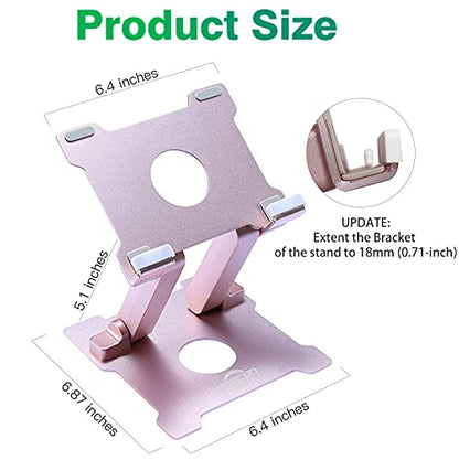 KABCON Tablet Stand,【Updated】 Adjustable Eye-Level Aluminum Solid Desktop Stand Holder,Compatible with iPad Series,Microsoft Surface Series,Samsung,Kindle Fire,Etc.Up to 15'' Tablets-Pink - color: Large-Pink