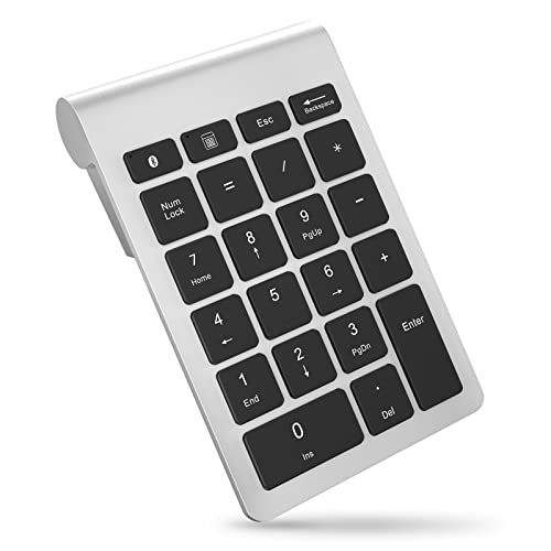 Foloda Number Pad for Laptop, Wireless Bluetooth Number Numeric Keypad Numpad, 10 Keys Numberpad Keyboard Computer Accessories for Laptop PC Notebook (NO Receiver) - color: SilverBlack