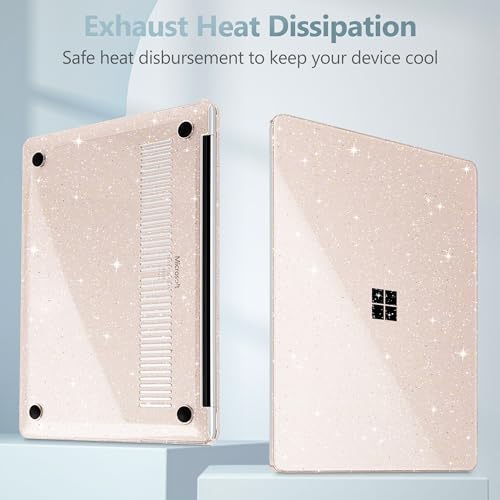 Mektron Glitter Case for 13.8" Microsoft Surface Laptop 8 2026 Fits Surface Laptop 13.8 Inch 7 2024 Cover (Model: 2036),Keyboard Cover +Screen Protector +Dust Plugs, Sparkly Sakura Pink - color: Sparkly Sakura Pink