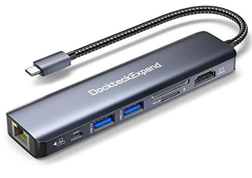 USB C Hub Multiport Adapter, DockteckExpand 7-in-1 Type C Hub | 4K 60Hz HDMI 1Gbps Ethernet 100W PD 2 USB 3.0 Ports SD/TF Card Slots for MacBook Pro MacBook Air iPad Pro Surface Steam Deck - color: 7 IN 1 60Hz