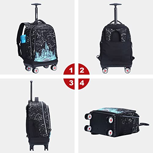 Rolling Backpack with Wheels for Travel, Roller Backpack for Women, Wheeled Laptop Bag Fits 15.6 Inch Notebook - color: Constellation