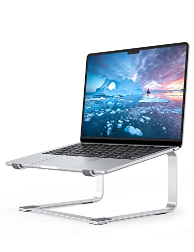 SOUNDANCE Laptop Stand for Desk, Ergonomic Metal Computer Riser for 12-17.3 Inch Laptops, Heavy Duty Stable Desktop Holder, Improves Eye Level & Workspace Organization, Silver - color: Silver