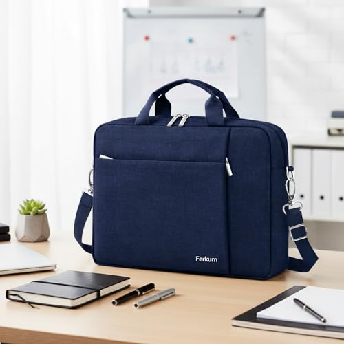 Ferkurn Laptop Bag Case for Women Men Computer Bag Compatible with HP Envy Pavilion Omen/LG Gram/MSI/Dell Inspiron XPS/Lenovo/Acer, Shoulder Strap Carrying Messenger Briefcase, Blue, 14 Inch - color: Blue, size: 14 inch
