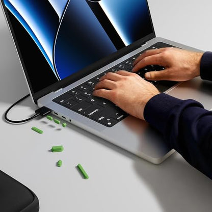 ProElife 21-Pcs Anti Dust Dirt Plug for MacBook Pro 14 16 M5 M4, Green | Protective Laptop Silicone Anti Dirt Protective Cover, Durable & Reusable, Custom Fit Design, Easy to Apply and Clean - color: Green