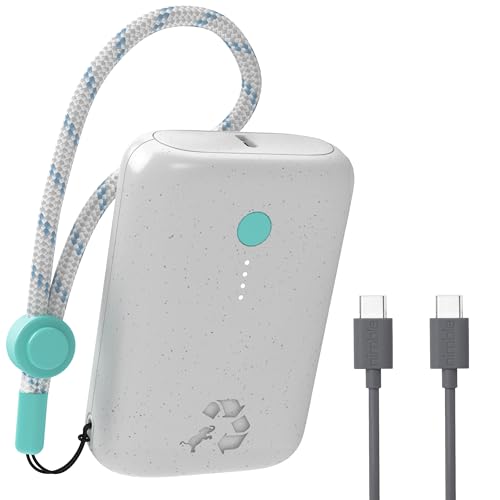 Nimble Champ Portable Charger, 10000mAh Power Bank, 20W Dual USB-C Charging | Compatible with iPhone, Samsung, Tablet, iPad, MacBook, Travel Essential Power Bank with 2ft USB C Cable Included - color: Luna White