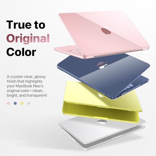 Compatible with MacBook Neo 13 inch Case 2026, Crystal Clear Hard Shell Case for A3404, Color-Matched Transparent | Precision 1:1 Fit | Design for All MacBook Neo 12.9 inch- Crystal Clear | Color-Matched Transparent | Precision 1:1 Fit | Hard Shell Case D