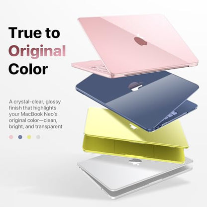 Compatible with MacBook Neo 13 inch Case 2026, Crystal Clear Hard Shell Case for A3404, Color-Matched Transparent | Precision 1:1 Fit | Design for All MacBook Neo 12.9 inch- Crystal Clear | Color-Matched Transparent | Precision 1:1 Fit | Hard Shell Case D