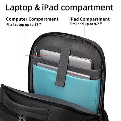 17 Inch Laptop Backpack for Travel Water Resistant College Backpack for Men Women Laptop Bag with USB Charging Port and Clear Cosmetic Bag, Black - color: Black-k