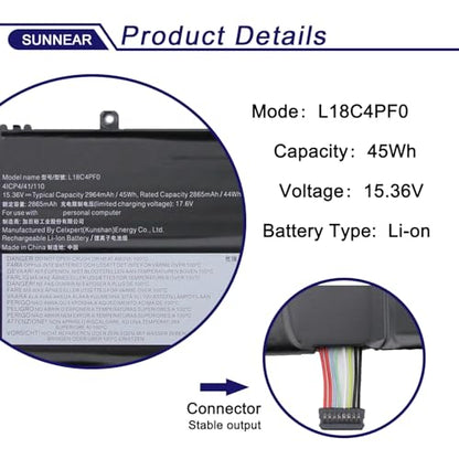 L18C4PF0 L18M4PF0 L18D4PF0 Laptop Battery Replacement for Lenovo ThinkBook 13s-IML 13s-IWL 14s-IML 14s-IWL Series 20RR 20RS 20RM 20R9 5B10S73501 5B10S73499 5B10W67315 5B10S73500 45Wh - size: 12.17*4.49*1.22 inches L18C4PF0