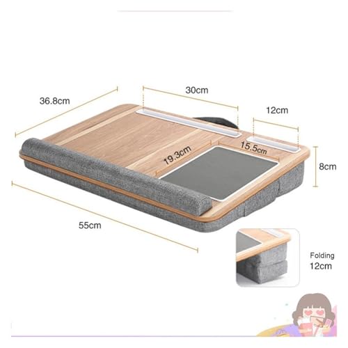 Portable Lap Laptop Desk with Pillow Cushion Laptop Lap Table with Mouse Pad and Phone Holder Fits Up to 17.3 Inches Laptop(Black)