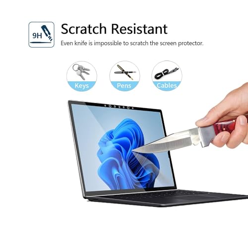 Megoo ArmorShield Screen Protector for Microsoft Surface Laptop 6/5/4/3/2/1 13.5 Inch, Tempered Glass, Scratch Resistant, Touch Sensitive, HD Clear, Easy Installation, 2-Pack - size: Laptop 1–6 13.5"