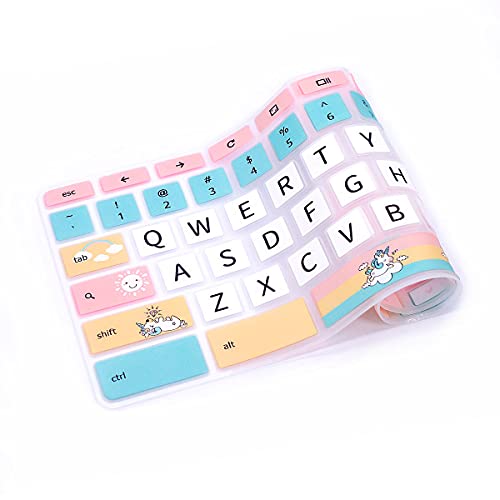 Keyboard Cover for Samsung Chromebook 4 3 XE310XBA XE500C13 XE501C13 11.6"/Chromebook 4 15.6" XE350XBA/Chromebook 2 XE500C12/Chromebook Plus V2 2-in-1 XE520QAB XE521QAB 12.2 inch,Cartoon Unicorn