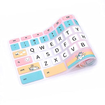 Keyboard Cover for Samsung Chromebook 4 3 XE310XBA XE500C13 XE501C13 11.6"/Chromebook 4 15.6" XE350XBA/Chromebook 2 XE500C12/Chromebook Plus V2 2-in-1 XE520QAB XE521QAB 12.2 inch,Cartoon Unicorn