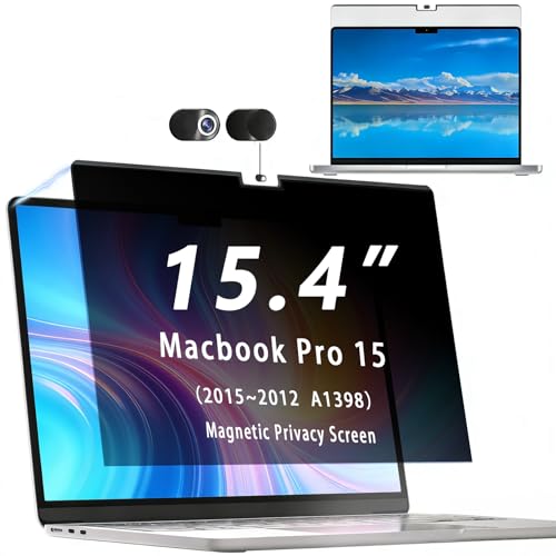 for MacBook Pro 15/15.4 Inch Privacy Screen for 2015-2012 (A1398) Magnetic Removable, 30° Anti-Spy Filter, Anti-Glare, Snap-On Screen Protector (Macbook Pro 15/15.4(2015-2012 (A1398))) - size: Pro 15/15.4(2015-2012 (A1398) )