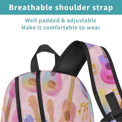 Guitar Music Notes Large Backpack for Women and Men Waterproof Travel Laptop Backpack Lightweight Business Work Daypack Fits 17 Inch Computer - color: Multicolor 2