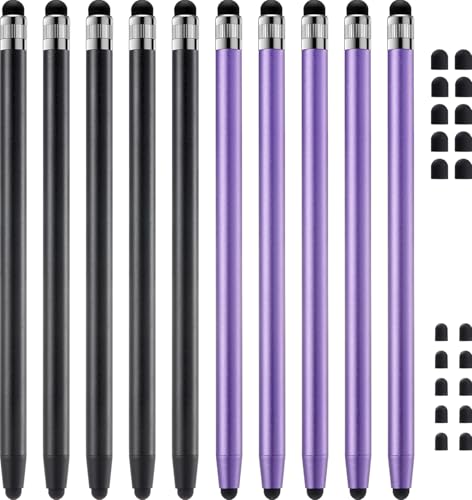 Stylus Pen for Touchscreen, ChaoQ 10pcs High Sensitivity and Precision Stylus Pen for iPad iPhone Android Compatible with All Touch Screens (Black/Purple) - color: 10 Black Purple