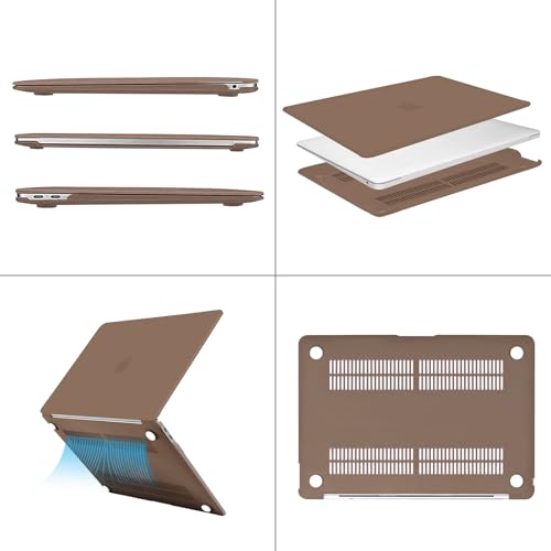 MOSISO Compatible with MacBook Air 13 inch Case M1 2021 2020 2019 2018 | A2337 A2179 A1932, Protective Hard Shell&Keyboard Cover&Screen Film&Pouch for MacBook Air 13.3 inch Case, Caramel Brown - color: Caramel Brown