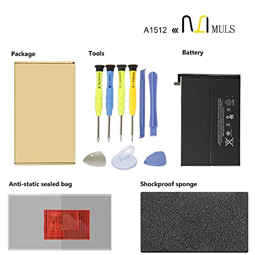 MULS A1512 Tablet Battery for Apple iPad mini 2 & iPad mini 3 A1489 A1490 | A1491 A1599 A1600 A1601 ME276LL/A MF066LL/A MF247CH/A MGNV2LL/A MH3F2LL/A MGPW2CH/A MF544LL/A MF569LL/A MF580LL/A 24.3Wh - size: 6.50*4.41*0.79 in A1512