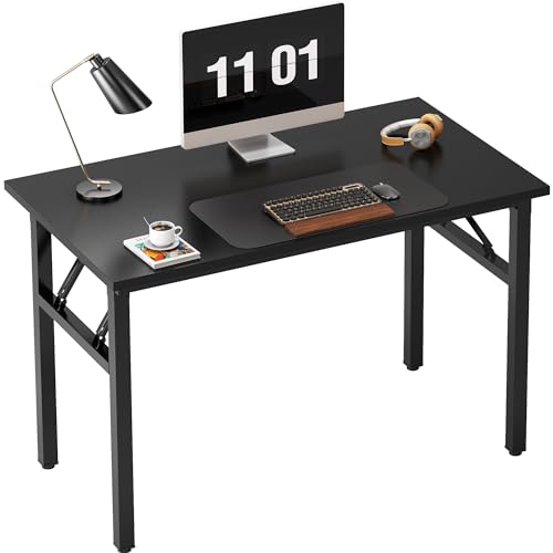 Need Folding Computer Desk - 39.4 Inch Foldable Office Writing Work Study Kids Student Teacher Home Bedroom Table for Small Space, Black | No-Assembly, Sturdy Foldable Desk for Home Office, Bedroom, Dorm Room, Student Study, Collapsible, Compact, Easy Sto