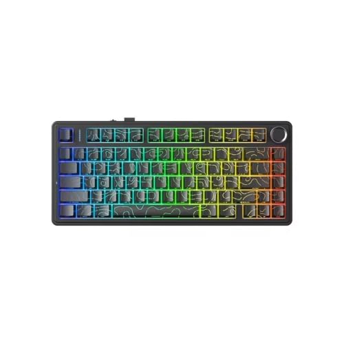 F75HE Mechanical Keyboard Magnetic Switch 75% 80 Keycaps 8K Polling Rate Tri-Mode RGB Hot Swap F75 Wireless Gaming Keyboard(Black Contour) - color: Black Contour