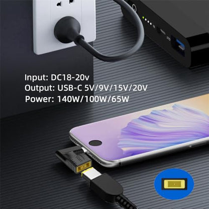 140W 100W Rectangle Jack Thinkpad X1 Input to USB-C Type-C Angled 90 Degree Power Plug Charge Adapter for Laptop Phone - style: 1.1x4.5mm 140W