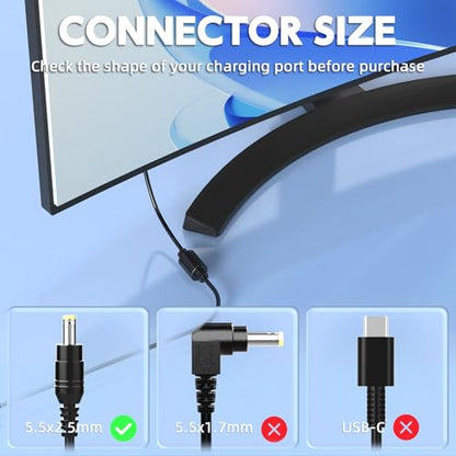 12V 5A 60W Monitor Power Adapter for S-Series 22 24 27 inch | 5.5x2.5mm Tip, 103.5in Cable, FCC CE RoHS, for 22-27in S-Series, Replaces ADP-40DD B PA-1041-71