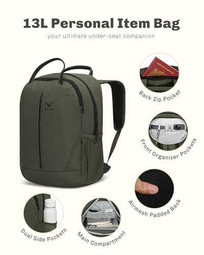 2 in 1 Travel Backpack Set Rolling Backpack with Wheels Carry on Luggage 43L with Personal Item Bag for Men Women 17 inches Laptop Backpack Dark Green - color: Dark Green