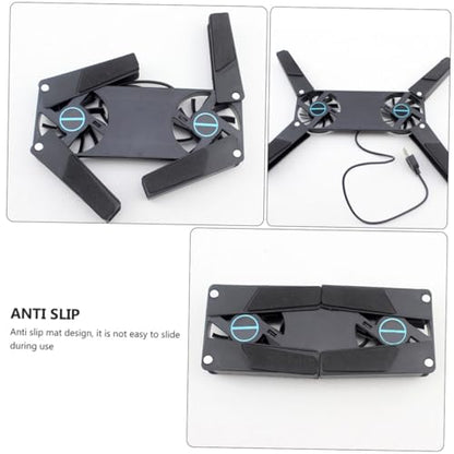 Happyyami 2Pcs USB Laptop Cooling Pad with Dual Fans Folding Ventilated Support for Laptops Slip Design Low Noise for Commuters and Travelers