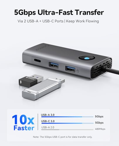 ORICO USB C Docking Station, 6-in-1 Laptop Docking Station with HDMI 4K@60Hz, 2.5G Ethernet, 100W PD, USB-A&C 3.0, USB C Dock Compatible with MackBook/Dell XPS/HP/Surface - size: 6-in-1, style: PW11-6PC25R
