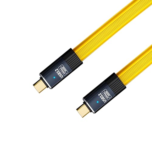 100W USB-C Short Fast Charging Cable Type-C Male to Male FPC Flexible Ribbon Cable USB 3.2 Data Cable for Mobile Phones,Power Banks,Laptops,etc (Yellow-0.2M) - size: Yellow-0.2M