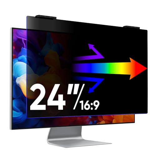 24 Inch Privacy Screen Protector & Anti Blue Light | Hanging Computer Monitor Filter for 16:9 Widescreen,Reduces Eye Strain,Blue Light Blocker for LCD TV PC Desktop (1 Pack) - color: 1 Pack, Diagonal 24"