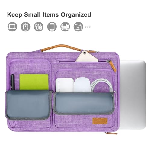 MOSISO 360 Protective Laptop Case 14 inch, 14 inch Laptop Sleeve Compatible with HP Lenovo Dell ASUS Acer, HP, Dell Latitude, Lenovo, Side Open Carrying Case with 4 Zipper Pockets&Handle, Lilac - color: Lilac, size: 14 inch