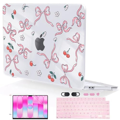 for MacBook Neo 13 inch Case 2026 A3404 with A18 Pro Chip, Anti-Scratch Slim Pattern Plastic Hard Shell Case 13-inch Neo Protective Cover with Keyboard Cover & Screen Film, Flowers & Bows - color: Flowers & Bows